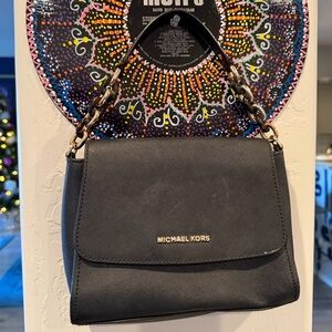 Michael Kors Black Shoulder Bag with Gold Accents